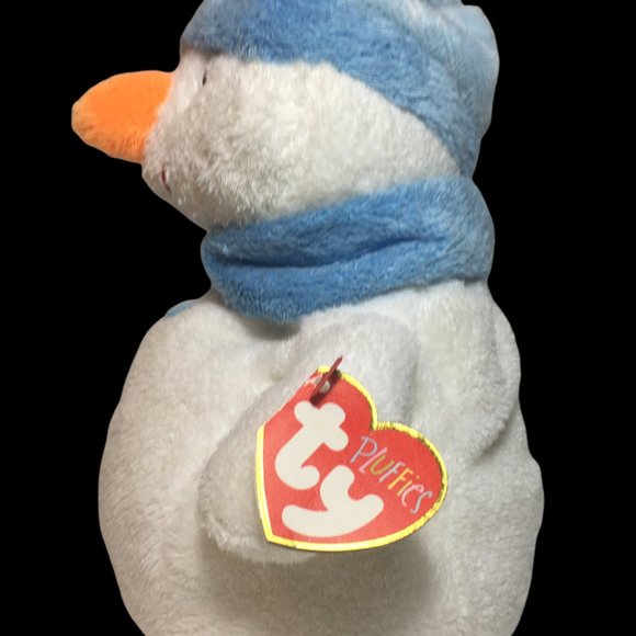Ty Pluffies Windchill Snowman Beanbag White Blue Plush Stuffed Tylux Toy TAGS 8" - Picture 3 of 10